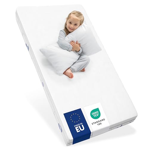 Sweety Fox Baby Matratze 60 x 120 cm Oeko-TEX, EN 16890+A1 und Made in EU Zertifiziert - Höhe 11cm - Kindermatratze Wendbar mit Sommer und...