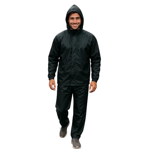 Image of Unox Rain Coat for Men waterproof, Unisex Raincoat for Women waterproof with Pant Set suitable for Men, Women, Boys & Girls Adjustable Top and Bottom Rain Coat