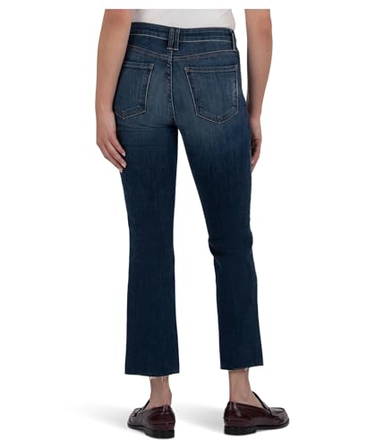 KUT from the Kloth Women's Kelsey High-Rise Flare Frt Pockets Inset Raw Hem in Precocious3