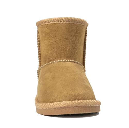 Image of REDVOLUTION Kids Boots Toddler Girls Cute 2 Buttons || Rhinestone Faux Fur Suede Knitting Shoe