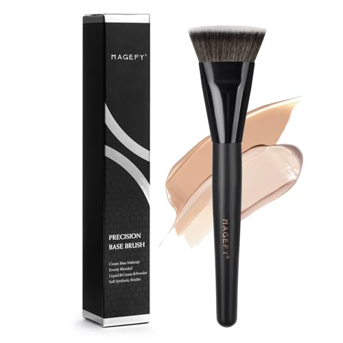 MAGEFY Flat Contour Brush, Professional Flat Top Makeup Brush For Liquid & Cream Contour & Bronzer, Synthetic Bristles Detailed Contour Nose Makeup Brush, Dense, 1 Count