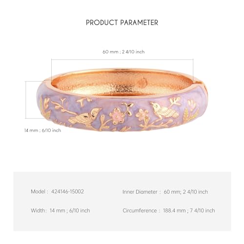 UJOY Colors Handcraft Jewelry Cloisonne Bracelet Enamel Bird Spring Hinged Womens Bangles Gifts Box 55C49 purple - Image 4