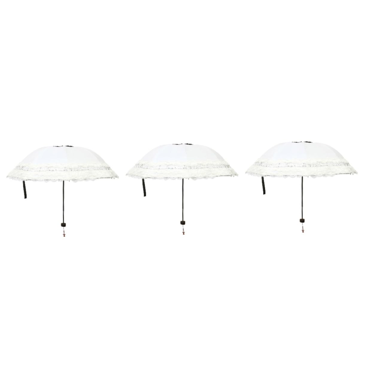 SOIMISS 3 Pièces Parapluie Anti-ultraviolet Parapluie De Jour Ensoleillé En Dentelle Léger Parasol Soutenir Beige