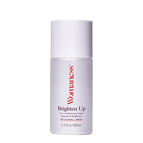 Womaness Brighten Up Face Exfoliating Toner & Dark Spot Treatment - AHA BHA Hydrating Toner, Gentle Pore Cleaner + Liquid Exfoliant for Dull, Dry Skin - Brightening PHA Toner for Women (3.4oz) Cover