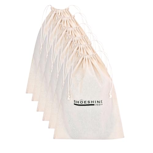 Image of Natural Cotton Shoe Bags - 6 Pcs Large Travel Storage Packing Pouch
