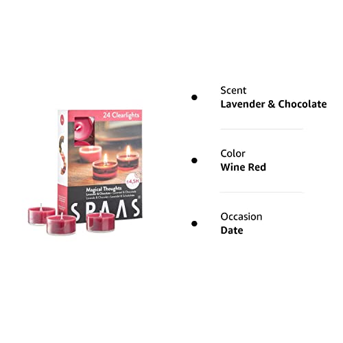Spaas Scented Tea Lights Candles In Clear Cups - Lavender & Chocolate Fragrance | Premium Long Burning Scented Tealight Candles For Spa, Romantic Decor, Meditation, Dinner, And Home Decor | Pack Of 24 #TOP5
