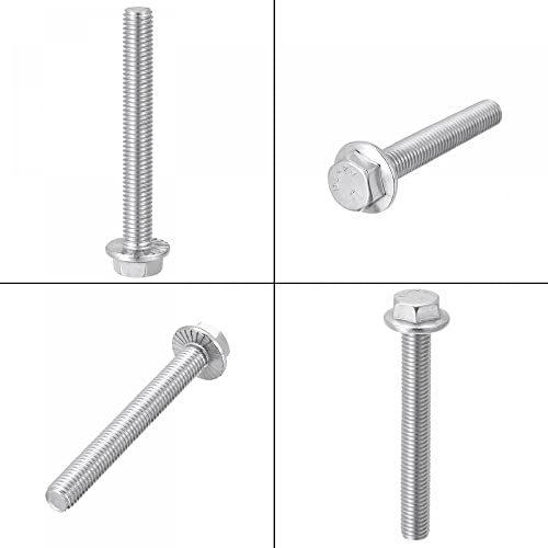 Image of uxcell M10x80mm Hex Serrated Flange Bolts Screws Metric Thread 304 Stainless Steel 6pcs