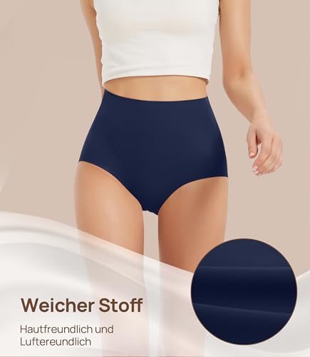 Image of Seamless Underwear for Women - High Waisted No Show Panties, 3D Wrap Hip Full Coverage Stretch Briefs 6 Pack