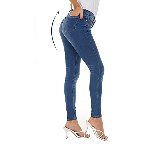 LOUEERA Women’s Mid Rise Skinny Jeans, Stretchy Shaping Leg Jean, Curvy Slim Fit Elastic Waist Denim Pants3
