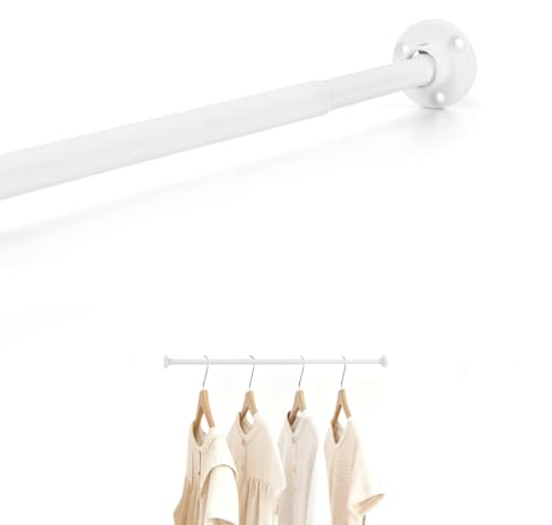 TYRON Mini Thin Closet Rod for Hanging Clothes, 1/2' Diameter,12 to 18 In. Adjustable Closet Rod, Metal Closet Bar Hanging Rod for Baby Kids Closet, Small Space (White,1 Pcs)