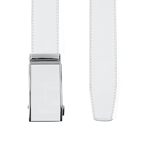 Image of Drowsmen Leather ratchet belt 1 3 /8 inch with Click Sliding Automatic Buckle, Adjustable belt Trim to Fit