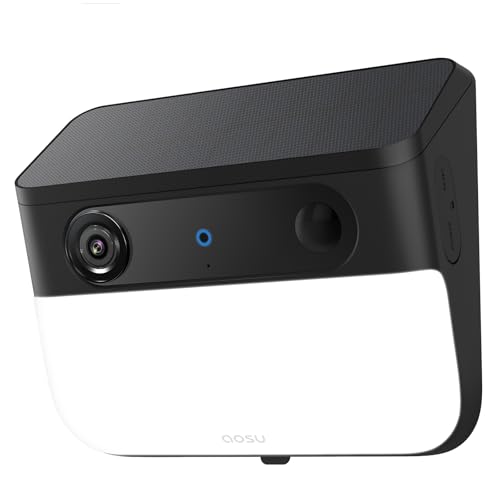 aosu 3K Caméra Surveillance WiFi extérieur sans Fil Solaire - 5MP Lampe Camera Exterieure...