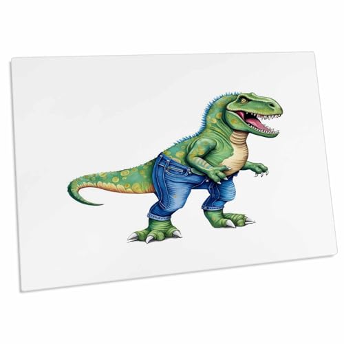 3dRose Dinosaur Wearing Denim Jeans - Desk Pad miniatura 1