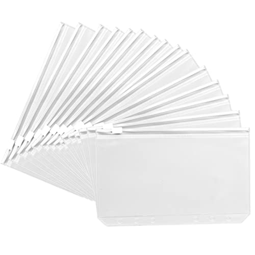 16Pcs Pochettes Classeur A6, 6 Trous Pochette Plastique A6, Pochette budget enveloppe pour documents cartes photos Transparent Budget Binder A6 Cover
