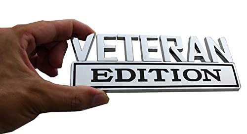 Image of 1x 7 Large Veteran Edition VA Emblem Badges Decal Car Flag Decal Military Replacement for F150 F250 F350 Chevy Silverado 1500 2500 Chevrolet C10 C15 (Chrome Black)