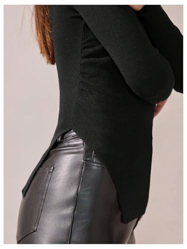 Verdusa Women's Cut Out Slit Ruched Pullover Sweater Boat Neck Long Sleeve Fitted Knit Tops4