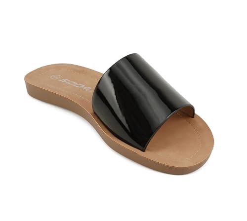 Image of Soda Shoes Efron-S Women Flip Flops Basic Plain Slippers Slip On Sandals Slides Casual Peep Toe Beach
