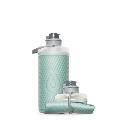 HydraPak Flux - Collapsible Backpacking Water Bottle (1 Liter) - BPA Free, Ultra Light, Spill-Proof Twist Cap - Sutro Green