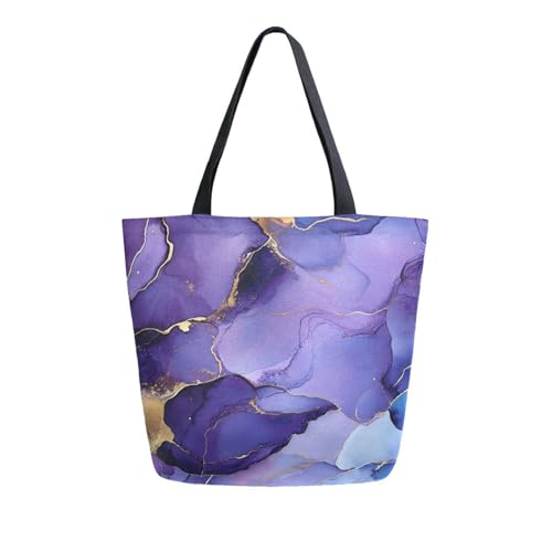 Extra Large Shoulder Tote Bag for Beach Travel Weekender Gym Purple Blue Gold Wild Marble Reusable Grocery Canvas Shopping Bag2