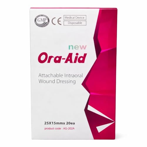 Image of Ora-Aid Intra-Oral Wound Dressing Red - 25x15mm (AG-202A) | Attachable Oral Protective Barrier | Sterile & Adhesive | Post-Surgical & Ulcer Care