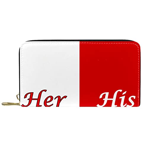 Portafoglio Her Side and His Side Multicolore in classico con zip lungo rosso bianco pelle