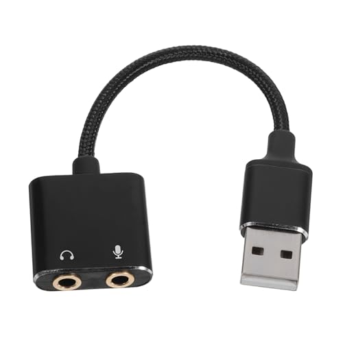 HIAKDOFT Adaptador USB Audio Splitter y Tarjeta Sonido Externa con Doble Función para PC y Tabletas Jack Audio Estable y Claro Compatible con Auriculares y Micrófono Diseño Duradero Plug