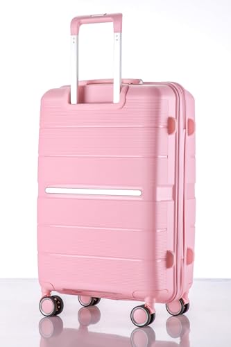 4 Piece Luggage Set Clearance, TSA Lock Carry on Expandable Suitcase (14/20/24/28) Hardshell Lightweight with Double Spinner Wheels (Style1-Pink)4