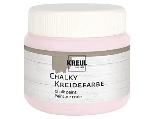 KREUL 75313 - Chalky Kreidefarbe, Mademoiselle Rosé in 150 ml Kunststoffdose, sanft - matte Farbe, cremig deckend, schnelltrocknend, für Effekte im Used Look