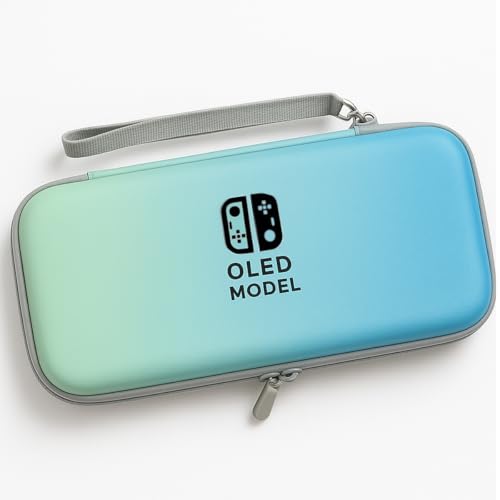 Case Rígida Bag com Zíper e Alça Removível Cor Gradiente Compatível com Switch Oled (Verde e azul claro)