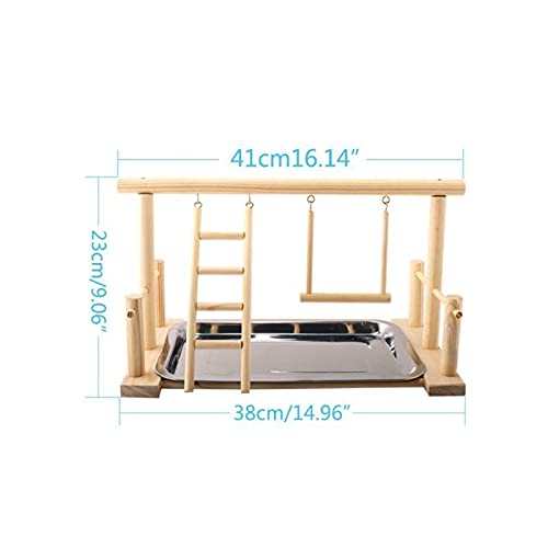 Vogelspeelgoed Papegaai staande trainingsframe vogelspeeltuin met voedsel lade huisdier levert vogels houten klim… - Afbeelding 6