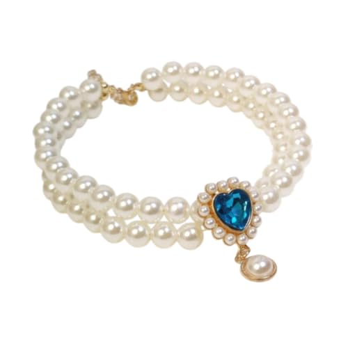 Baoblaze Pet Pearl Necklace Adjustable Dress up Dog Collar Necklaces Pet Puppy Jewelry, L