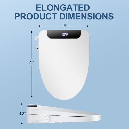 Image of Electric Bidet Toilet Seat, Elongated, Warm Water with Air Dryer, Heated Seat and Slow Close Lid, Adjustable Water Temperature, Front and Rear Wash, LED Nightlight, Wireless Remote, 102