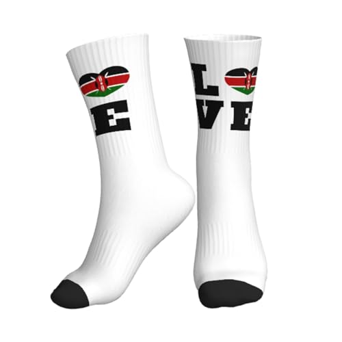 D'Hiver Chaussettes 40cm Amour Kenya Drapeau Kenya Coeur Chaussettes De Bureau Multicolore Coton Chaussettes Imprimées Chaussettes Travail Pour Femme, Noël, Adolescent