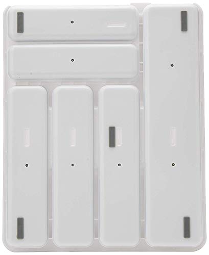 Addis Premium Soft touch 6 Compartment Cutlery Drawer Organiser Tray, White and Grey 6 Sections