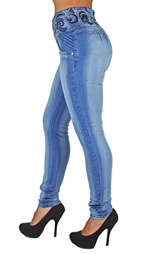 Plus/Junior Size Mid Waist Colombian Design Butt Lift Skinny Jeans3