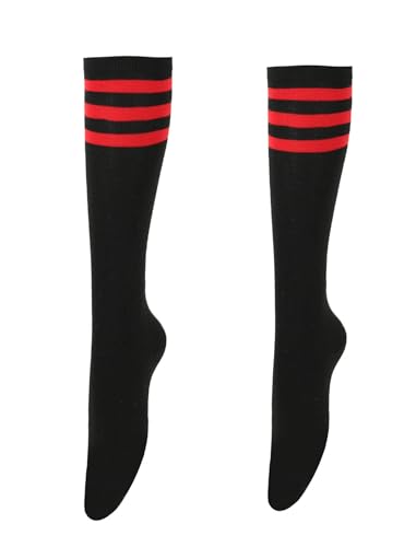 Image of Women's Knee High Athletic Socks Casual Stripes Tube Socks Outdoor Sport Socks