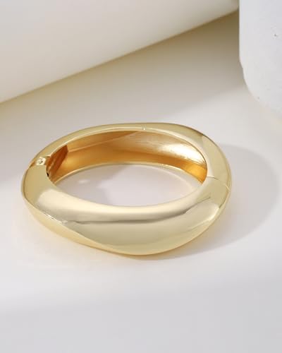 Chunky Gold Bangle Bracelets for Women, Dainty 14k Gold Plated Stackable Bangles Set, Trendy Arm Cuff Bangles Twist Bracelet Stack, Fashion Jewelry Gifts (D-Gold)4