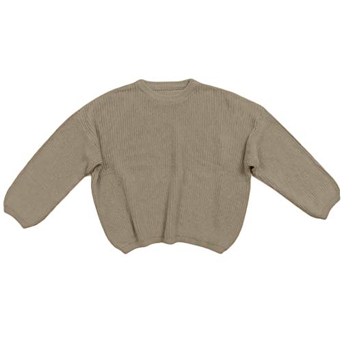 Toddler Baby Boy Girl Long Sleeve Pullover Thick Knit Sweater Crew Neck Warm Blouse Tops (Grey, 6-12 Months)