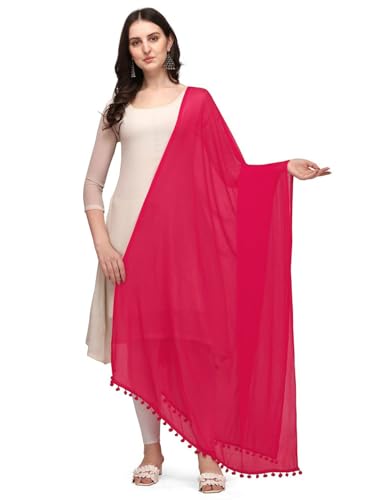 Chandrakala Chiffon Dupatta for Women, Shawl Scarf Wrap Chunni (D274-P)
