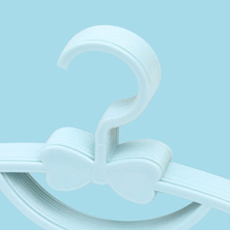 TARSHYRY 10PCS Children's Storage Hangers, Thickened Bow Knot Design, Plastic Coat and Clothes Hanger for Toddlers and Babies (Blue)