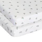 Chicco Bambusfaser-Bettwäsche-Set, 1 Oberlaken und 1 Leintücher mit Ecken, kompatibel mit Matratzen 58x110 cm, kompatibel mit Next2Me Forever Wiege, Fantasie mit Blättern und Schnecken