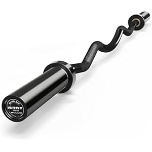 RitFit 2 Inch EZ Curl Bar with Weights, 700LBS Weight Capacity Olympic Curl Barbell for Bicep, Tricep and Weight Lifting Exercises
