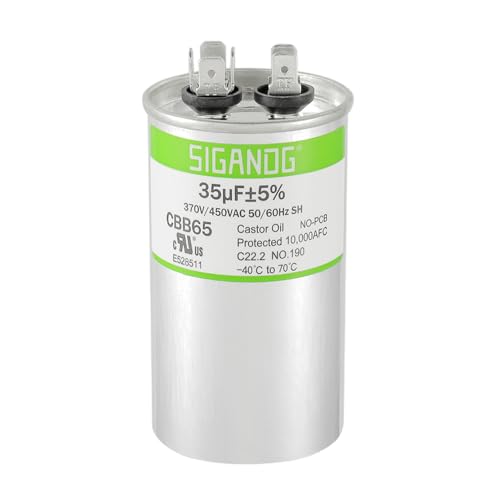 SIGANDG 35uF 35 MFD 370V or 450V CBB65 Run Start Capacitor 35 uF 370 450 Volt VAC for Condenser Straight Cool or Heat Pump Air Conditioner
