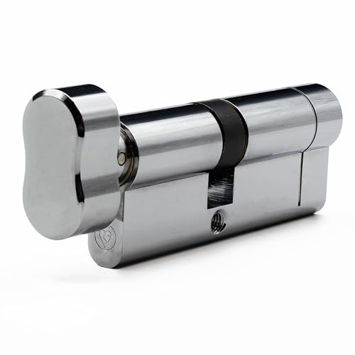 Euro Cylinder Door Lock Thumb Turn Chrome - BSI TS007 Sold Secure Gold Anti-Snap - Includes 5 Keys 35T/35