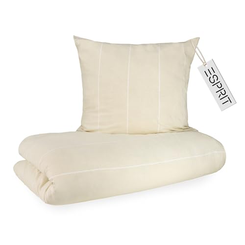 Esprit Flanell Bettwäsche 135x200 Baumwolle Beige - Luxus...