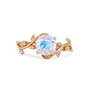 Genuine Moonstone Promise Ring for Women 14kt Gold by ASANA – Vintage Moonstone Ring Twig 14kt Rose Gold Sterling Silver Moonstone Promise ring – Crystal Rings, Gemstone Statement Ring, Moonstone Ring