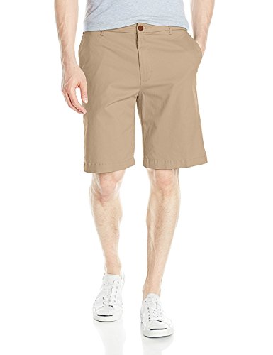 IZOD Men's Saltwater Flat Front Short, Dark Cedarwood Khaki, 34W