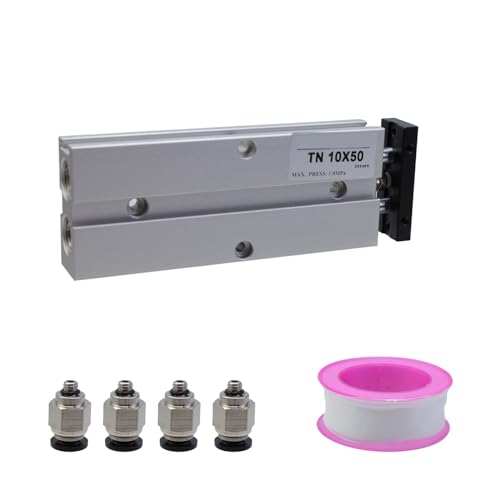 Antrader Air Cylinder, 10mm Bore 50mm Stroke Double-Rod Double-Acting Aluminum Pneumatic Air Cylinder Compact Aluminum Air Cylinder (TN10X50)