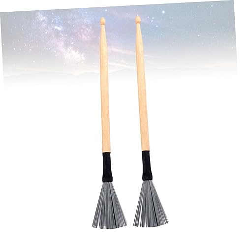 ibasenice 2 piezas de cepillos para batería de alambre de acero y baquetas para tocar jazz, cómodos para principiantes y profesionales, versátiles para todos los estilos musicales miniatura 2