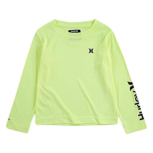 Hurley Boys' Long Sleeve Rash Guard Shirt, Volt Glow Heather, 4